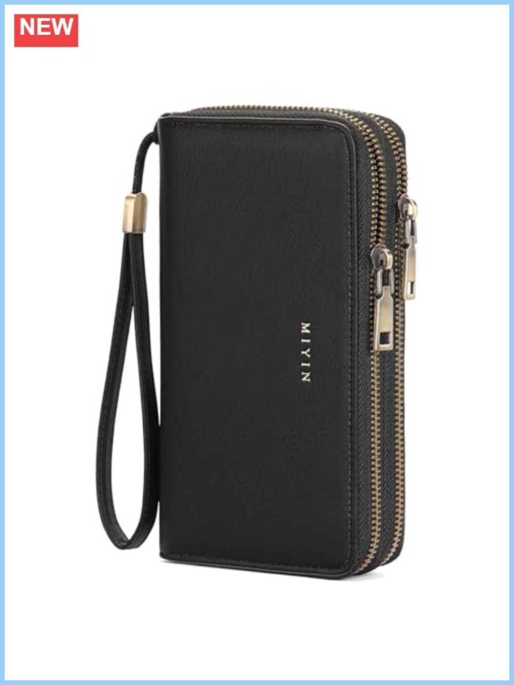 GOIACII RFID Blocking Wristlet Wallet Vegan Leather Zip Around Clutch